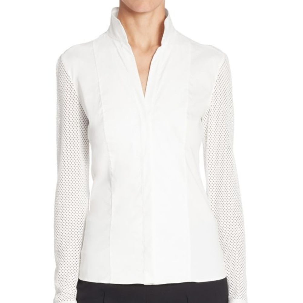 Akris punto- Elements Mesh-Sleeve Blouse